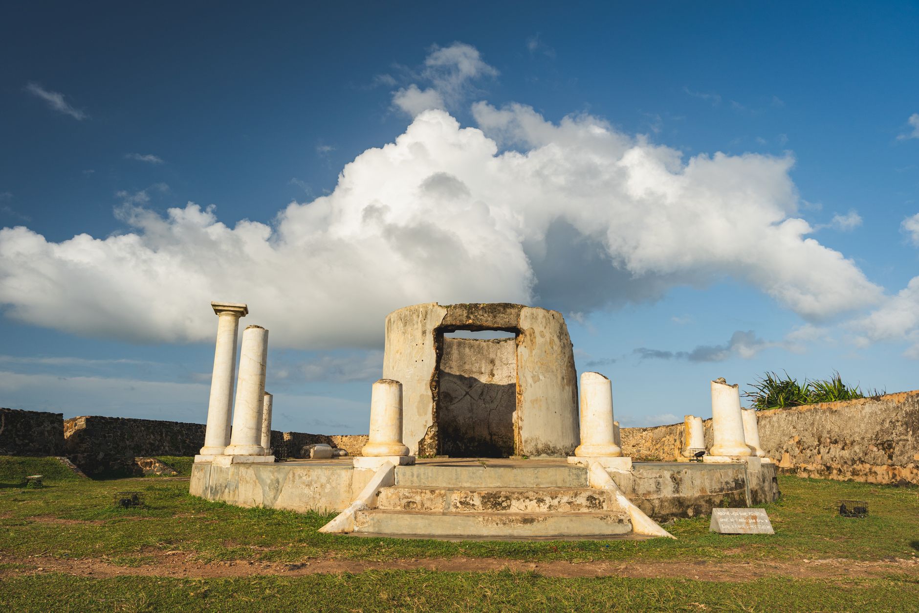Explore ancient architectural ruins at the historic Galle Fort in sunny Sri Lanka.