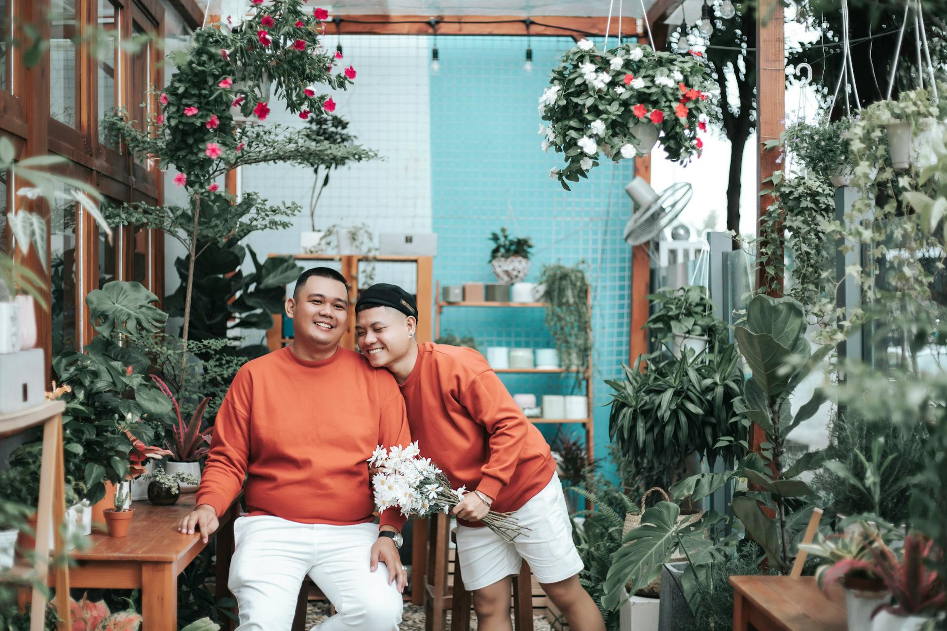 Men Sitting at Florists