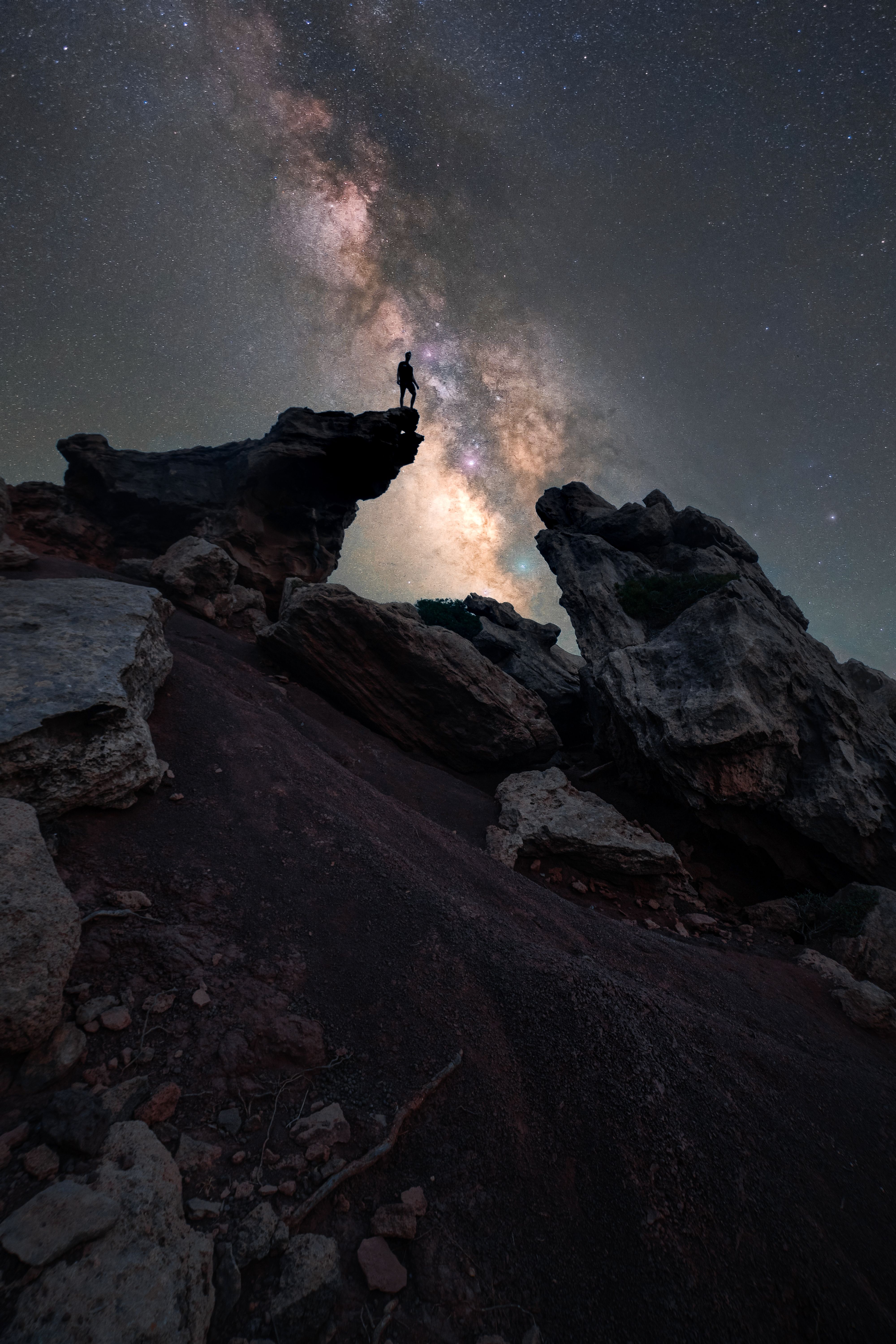 Rocks under the Starry Night Sky · Free Stock Photo