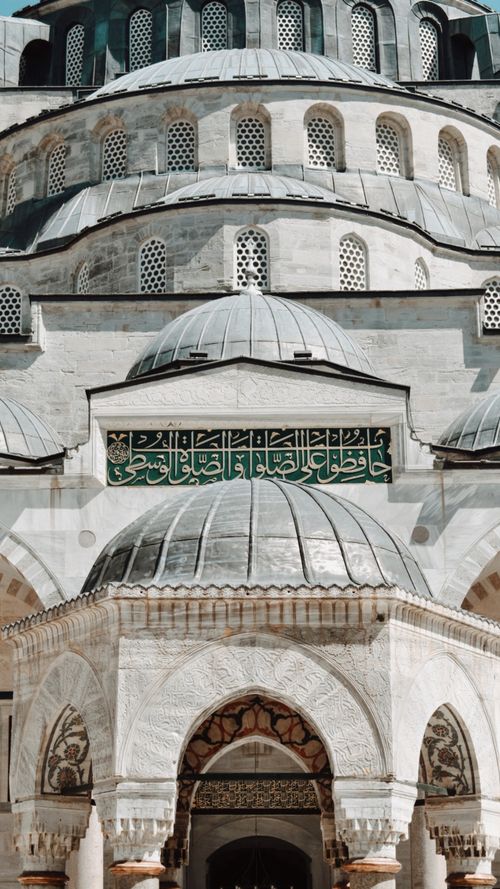 Free Close-up of traditional Islamic architectural design featuring ornate domes and arches. Stock Photo