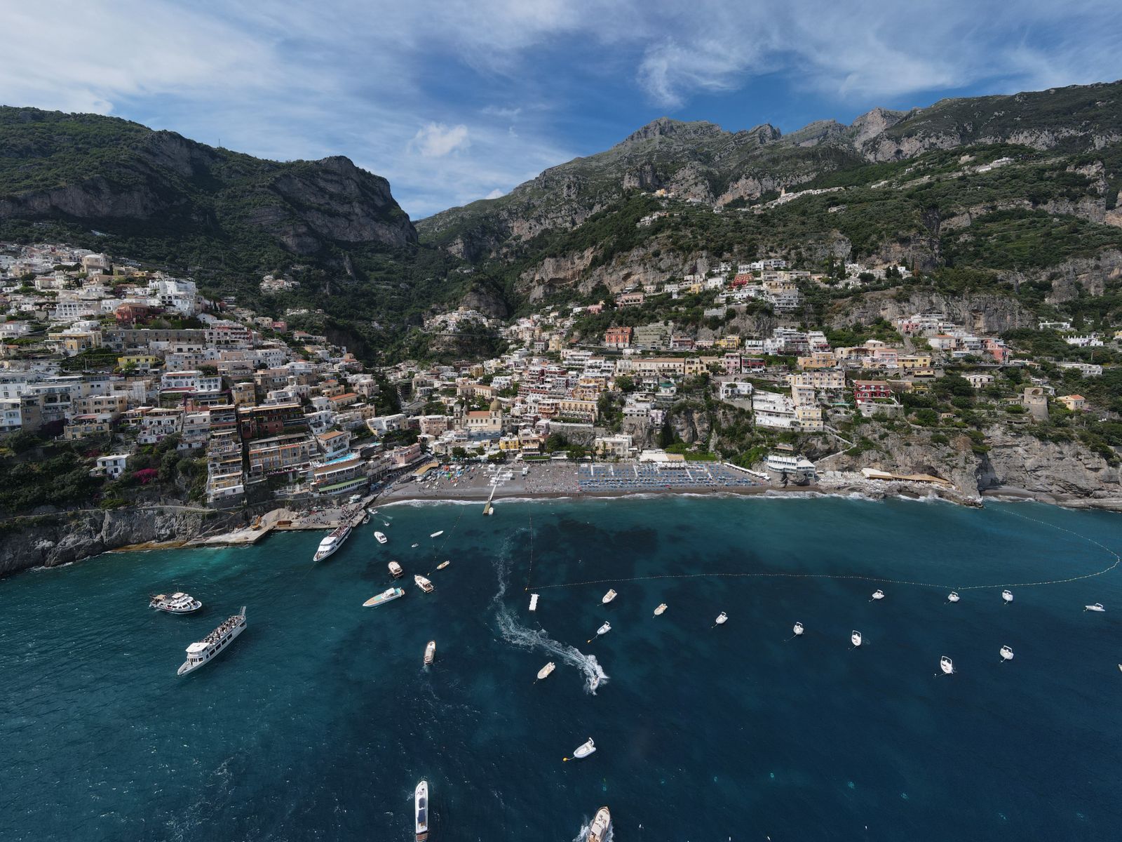 Positano rising above the Mediterranean