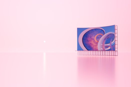 Stunning 3D abstract artwork with pink hues and geometric design. Perfect for digital art and design projects.