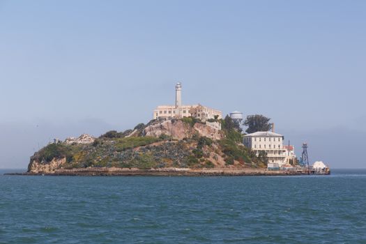 Scenic view of Alcatraz Island featuring the historic lighthouse in San Francisco.