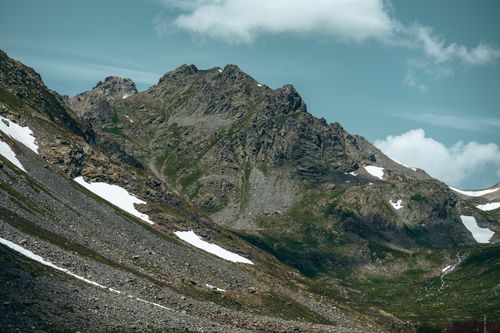 Free Stunning view of rocky mountain peaks with patches of snow in Yedigöl, Erzurum. Stock Photo