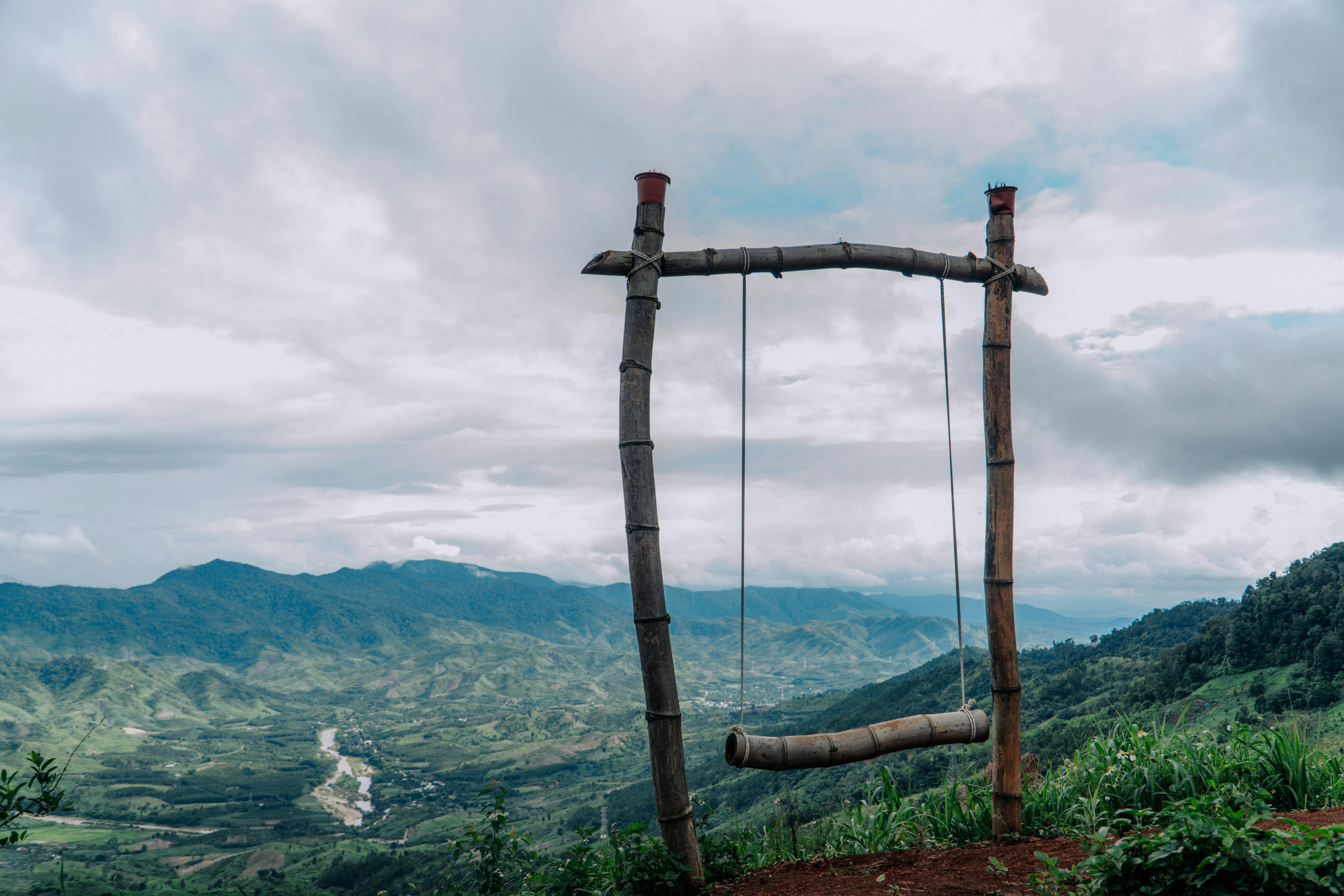 Wooden Swing on Hilltop