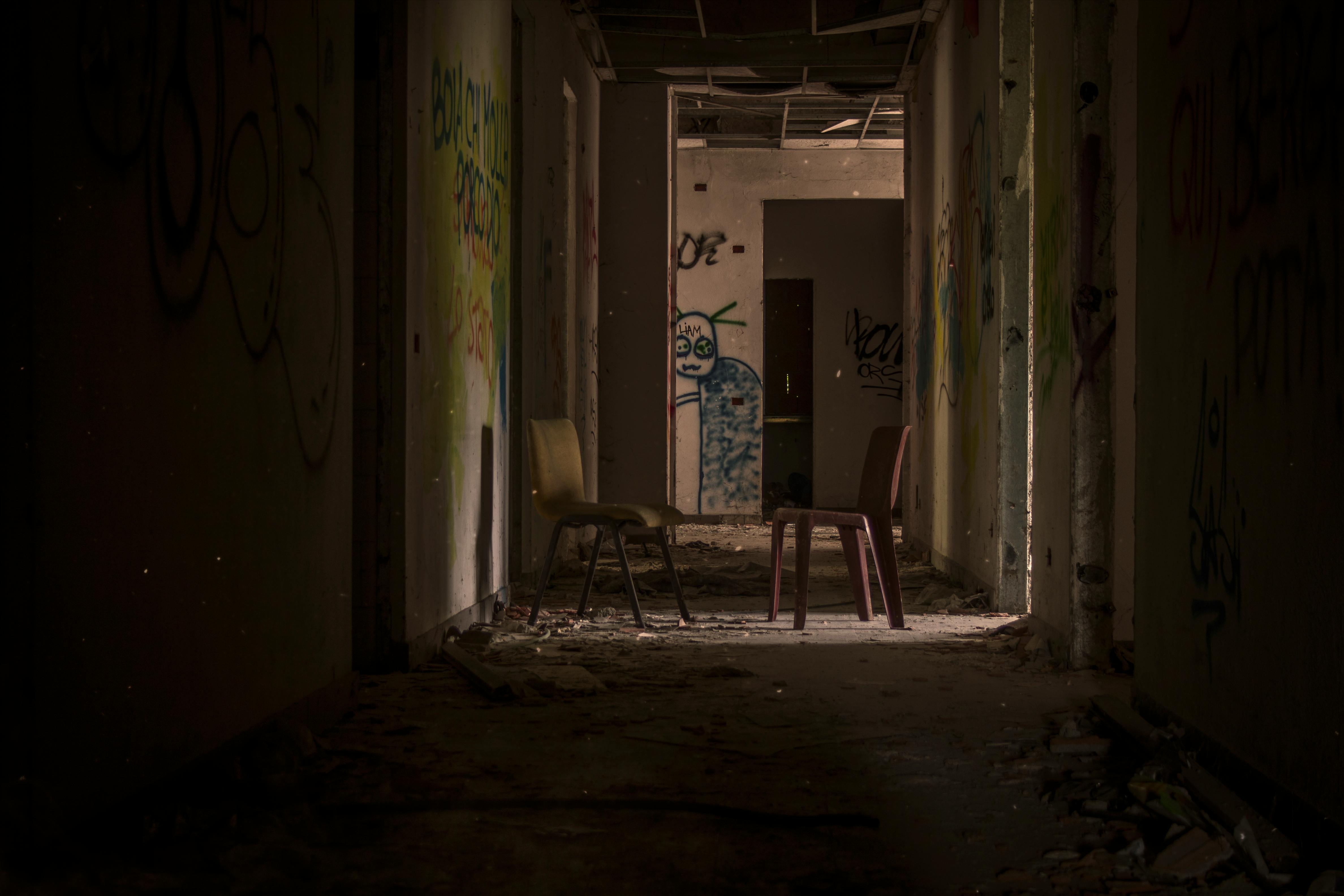 two chairs on hallway