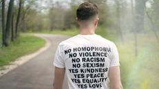 Photo of a Person Wearing Printed Crew-neck T-shirt