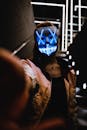 Person Wearing Light Up Mask