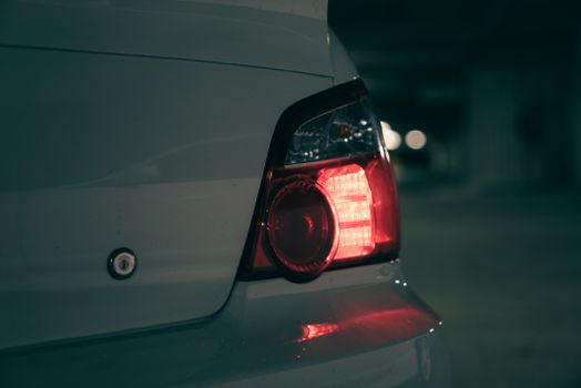 A close up of a car's tail light