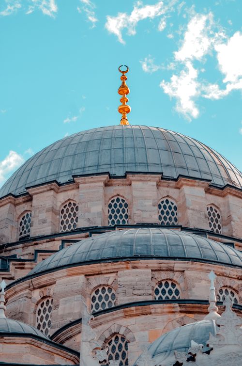 Free Beautiful Ottoman mosque dome with intricate details under clear blue sky, showcasing traditional architecture. Stock Photo