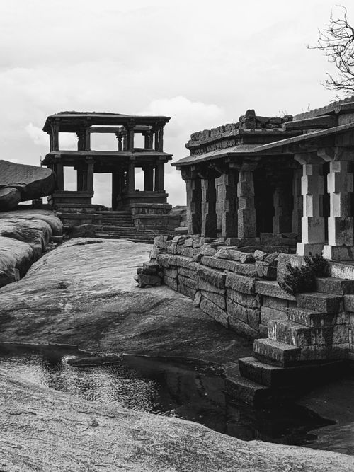 Free Explore the ancient stone structures and ruins in Hampi, Karnataka, a UNESCO World Heritage Site. Stock Photo