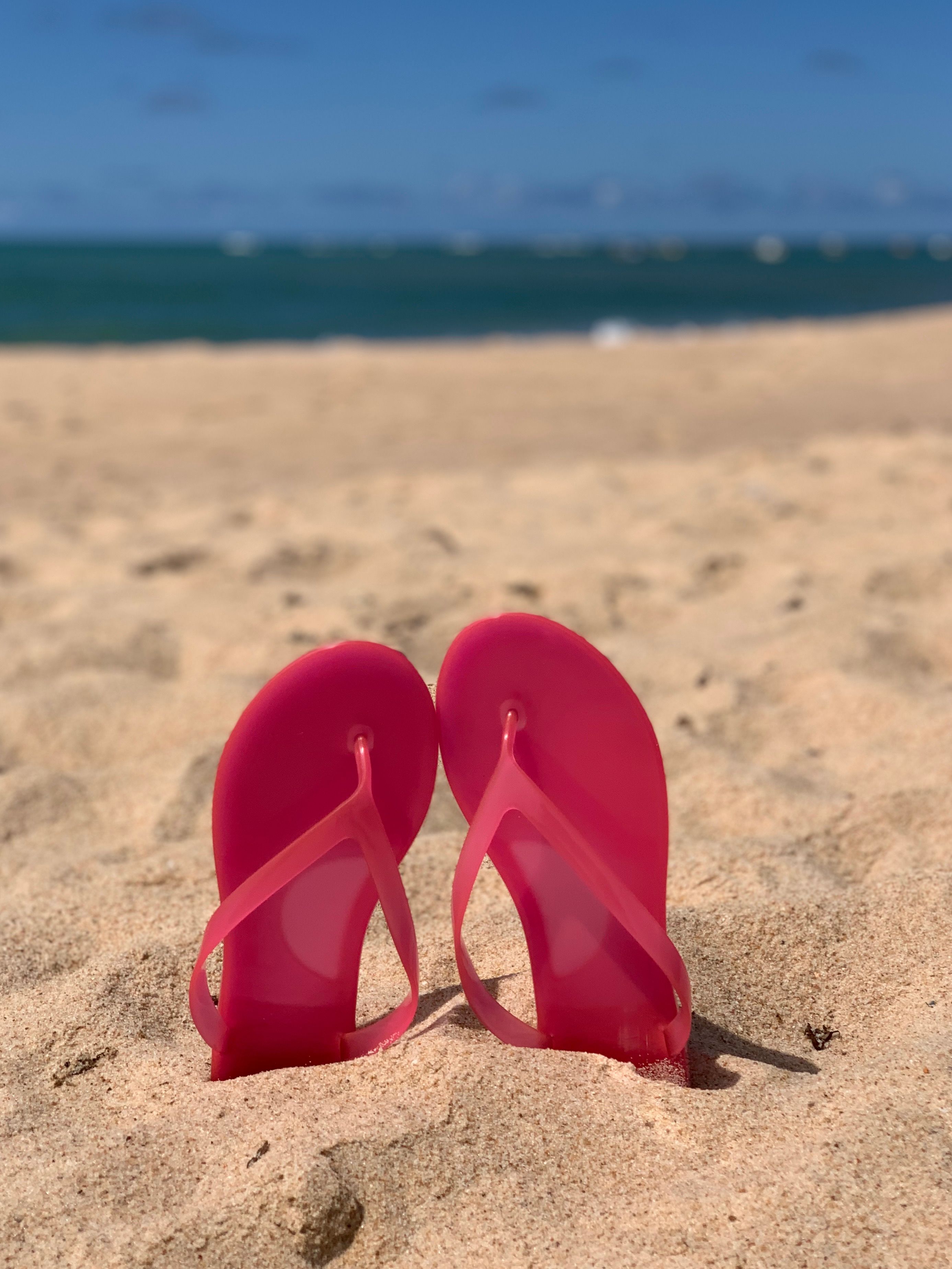 Pink flip flops on the beach · Free Stock Photo