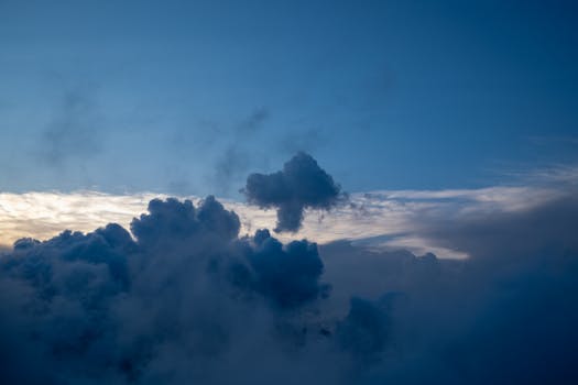 A beautiful view of dramatic clouds at sunrise, seen from Radovljica, Slovenia.
