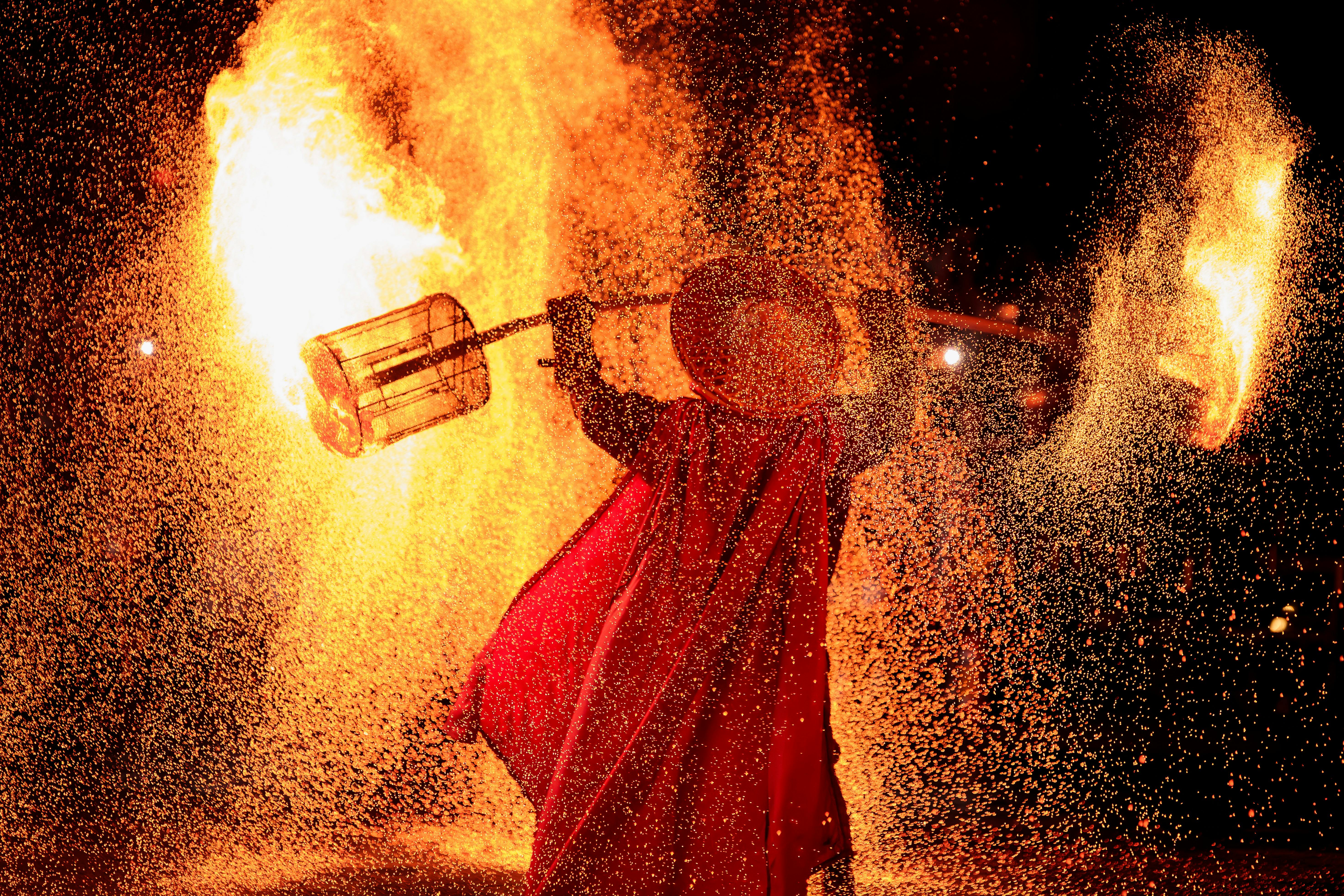 person in fire performance