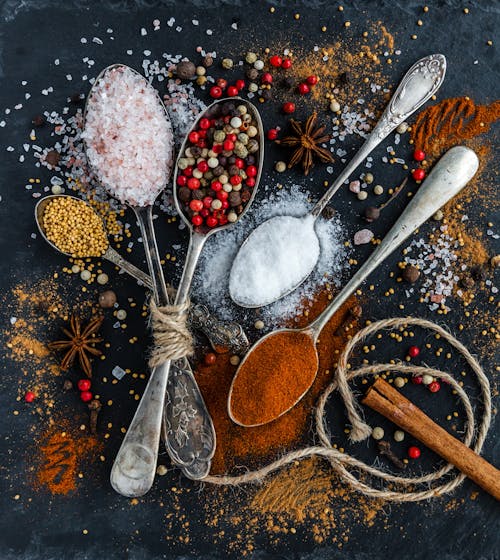 Free Spoons With Seasonings Stock Photo