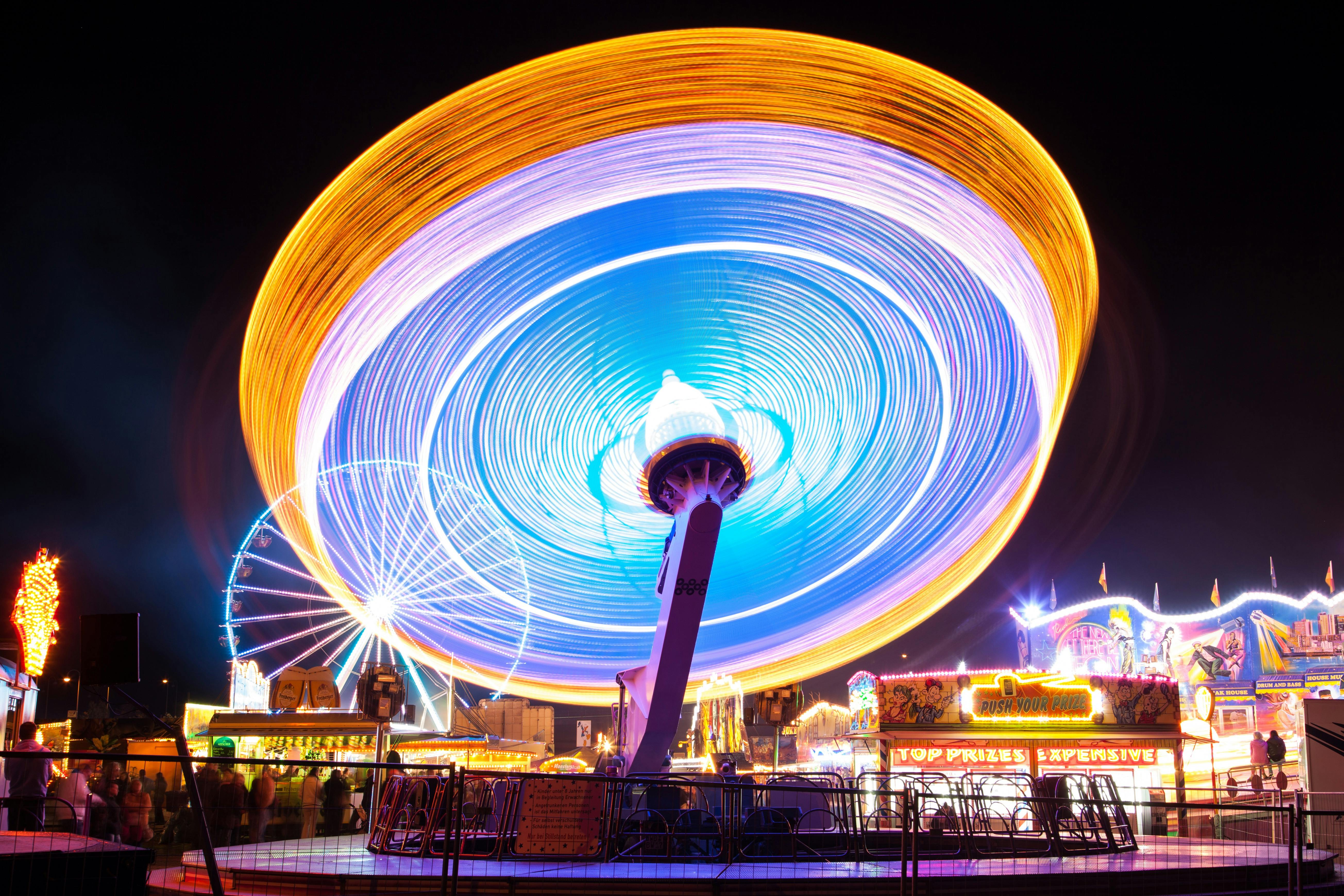 free-stock-photo-of-amusement-park-blur-bright