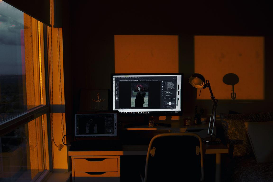 Professional workspace with organized business tools