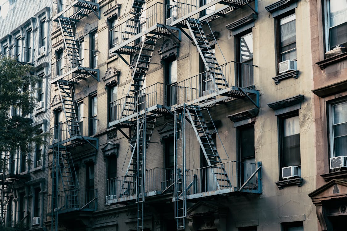 Free Fire Exit Ladders on Building Stock Photo