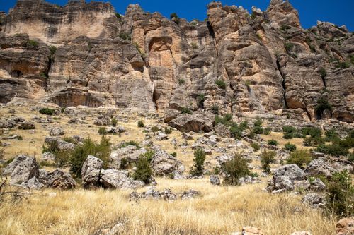 Free Stunning view of rocky cliffs in Çermik, Türkiye, showcasing arid landscape and rugged terrain. Stock Photo