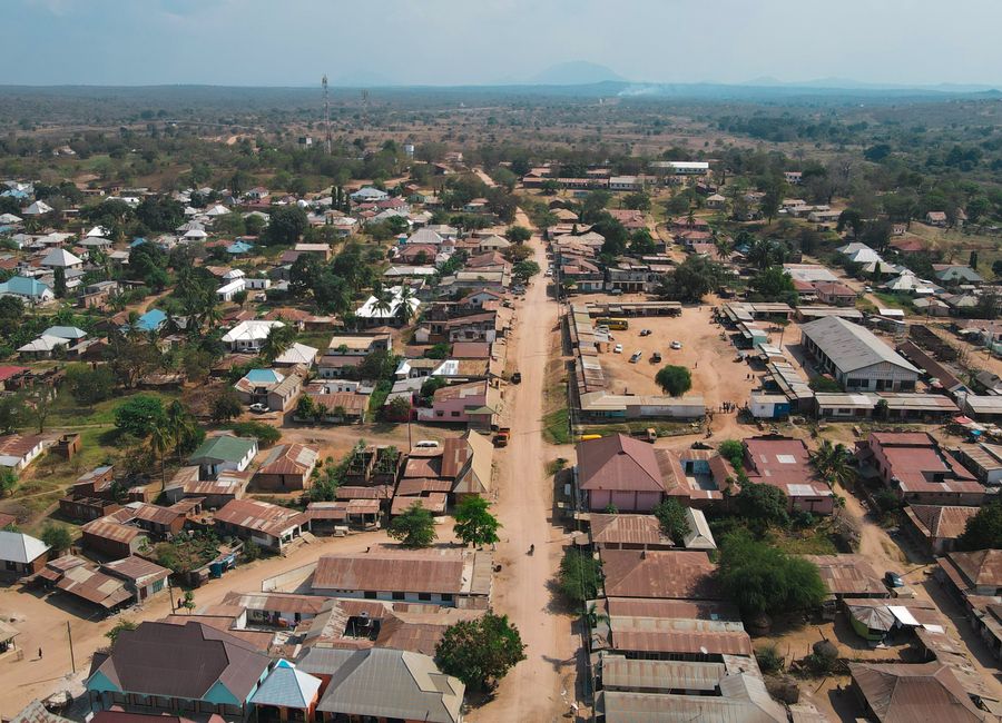 Captivating aerial view of Ngerengere, Morogoro Region, showcasing its rustic charm and urban landscape.