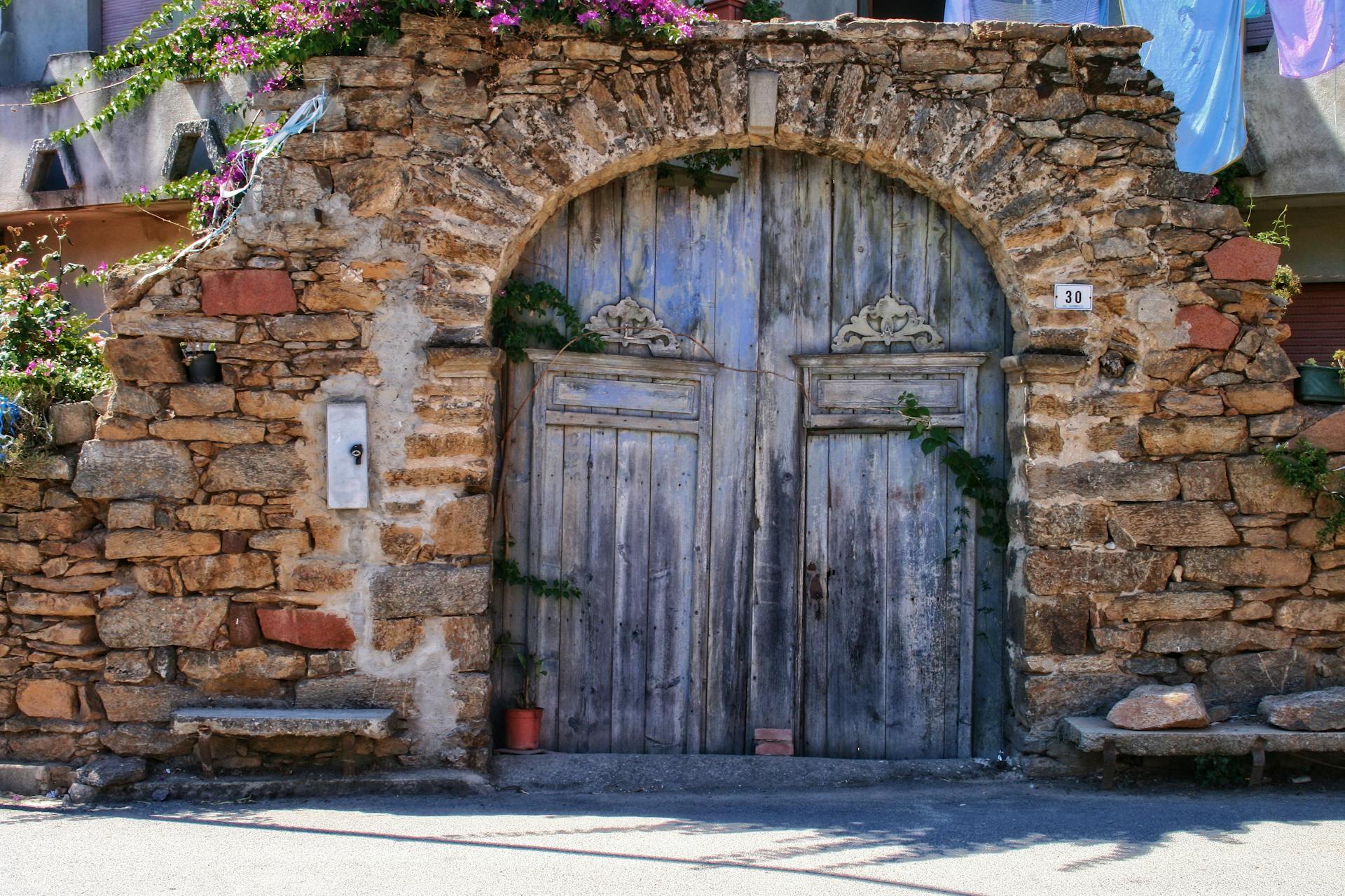 Closed Black Wooden Door