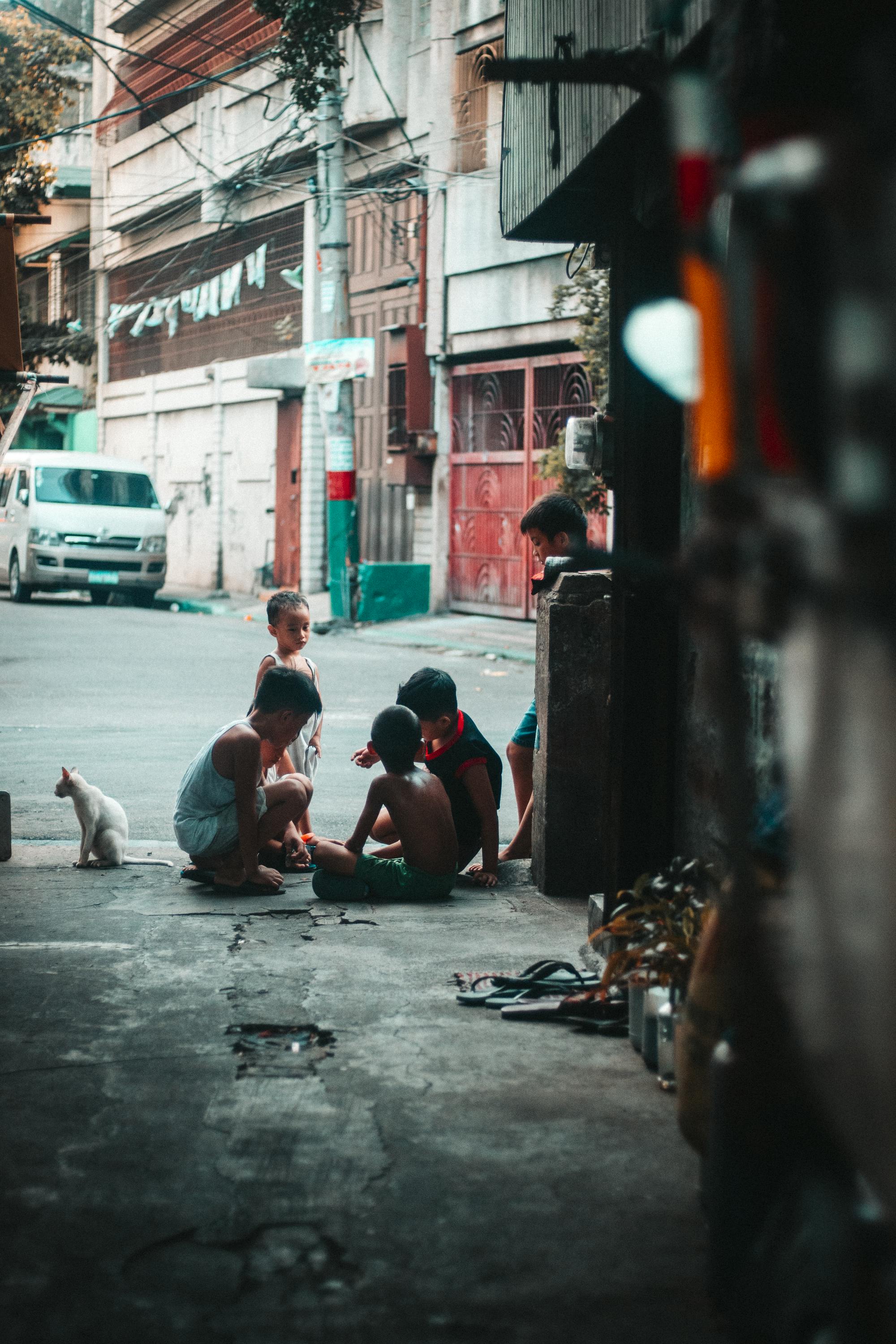 group of kids playing on the streets