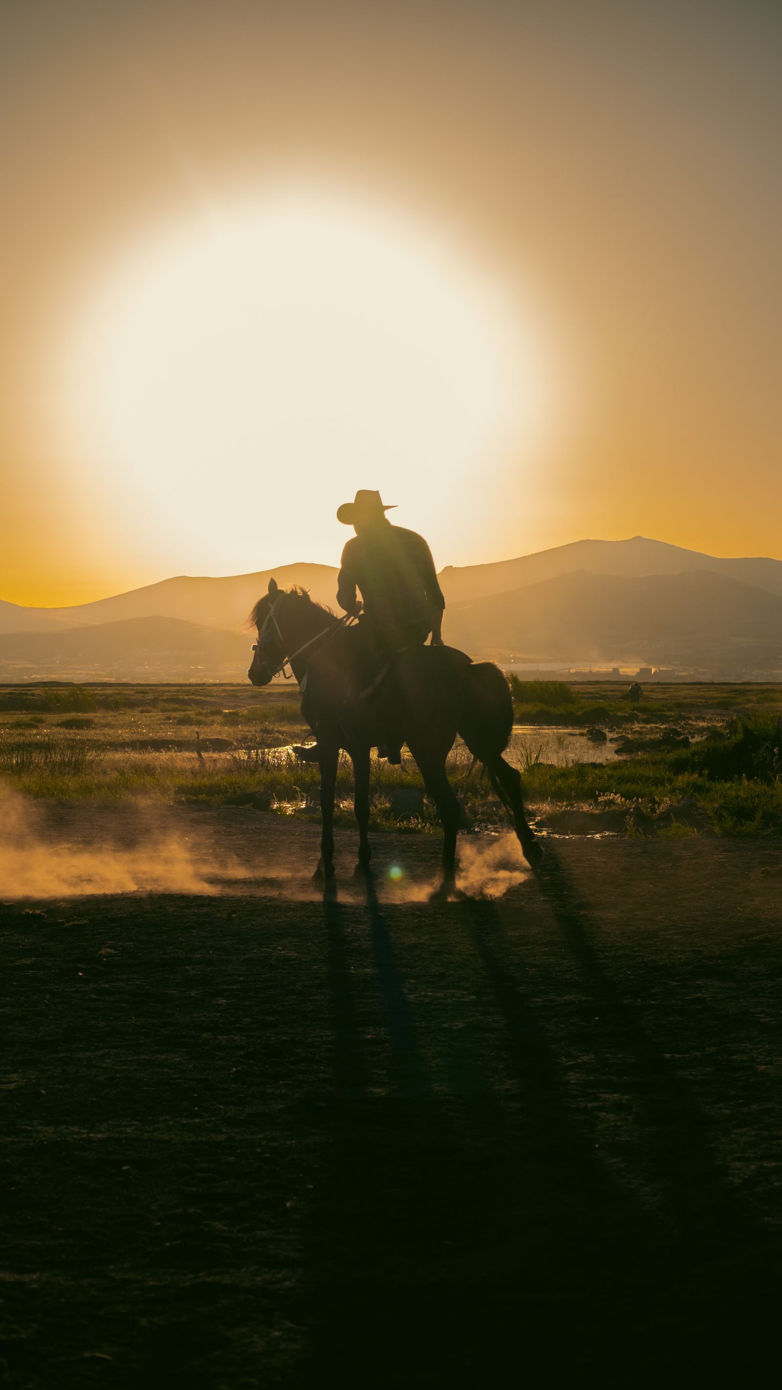 Dramatic Cowboy Dramatic Sunset Silhouette of Cowboy on Rearing Horse · Free Stock Photo