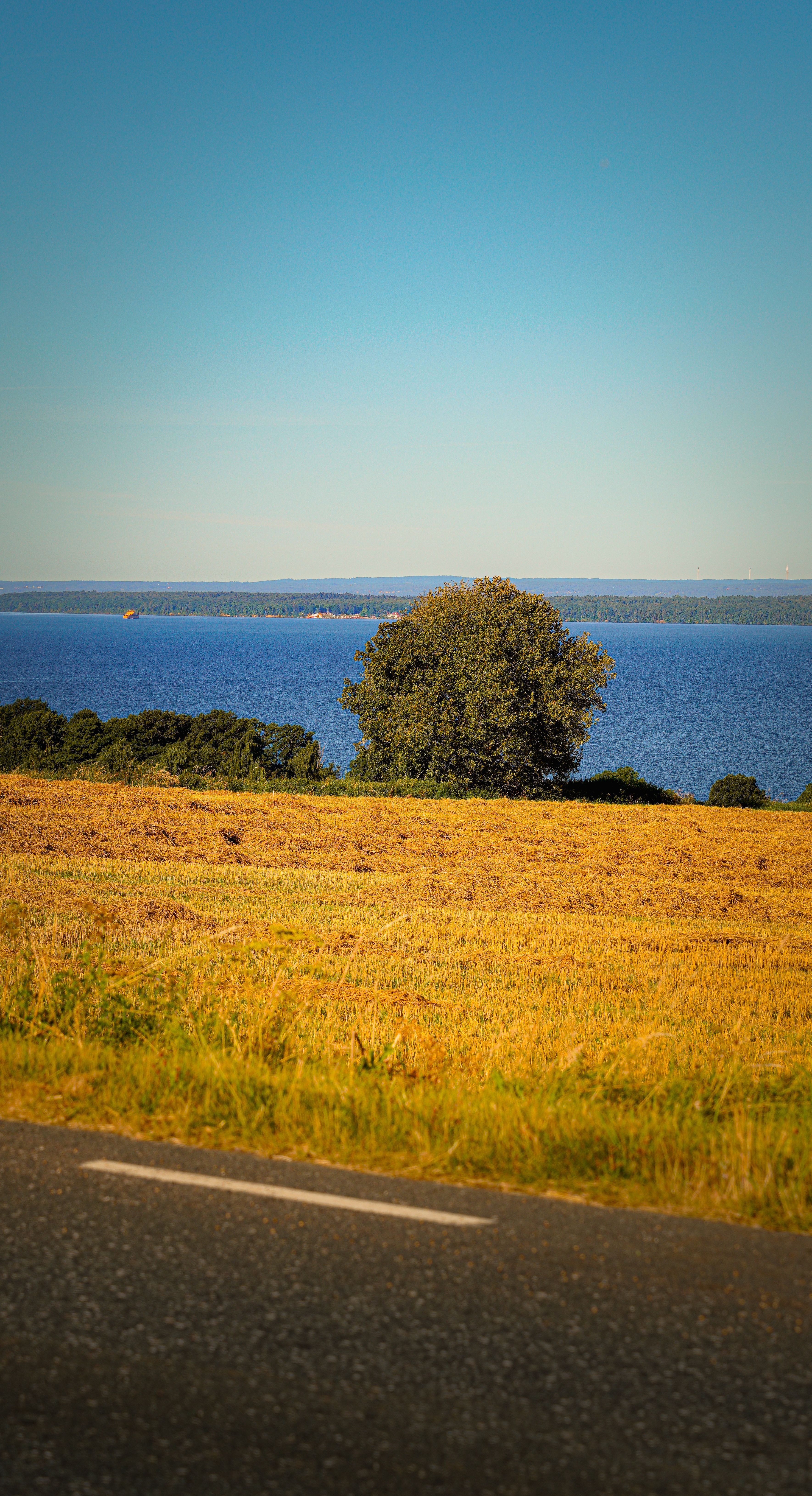 A view of a road and a lake from the side · Free Stock Photo