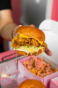 On White Bun; With Cheese Chicken Fillet Sandwich