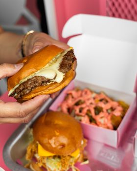 Tasty cheeseburger with crispy fries, perfect meal setting.