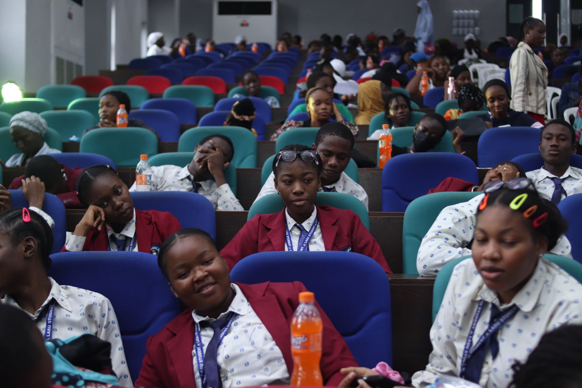 Students attending a lecture in a Lagos hall
