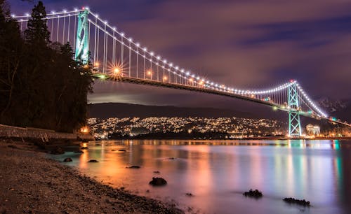 Vista Panorámica Del Puente Durante El Amanecer