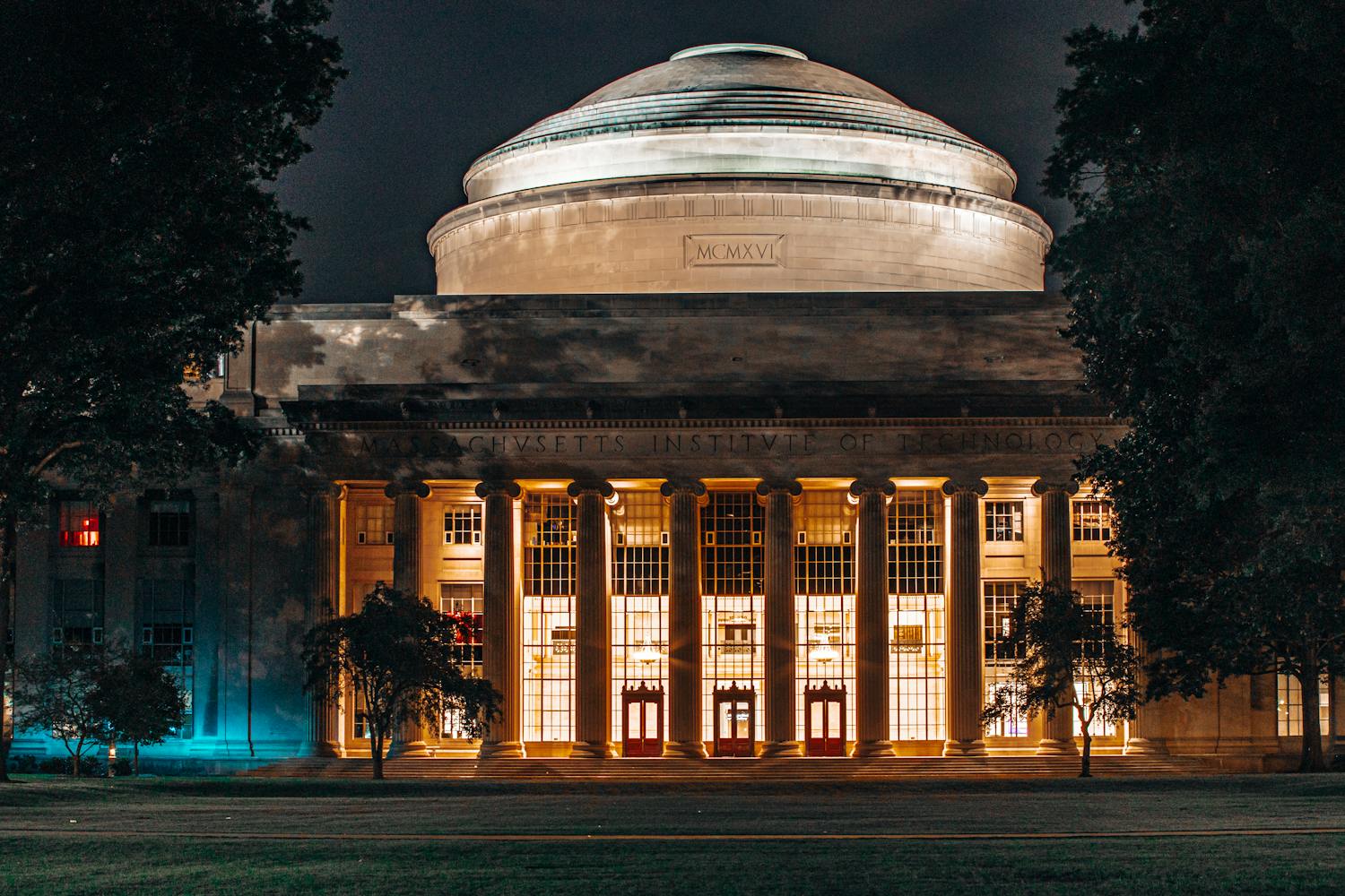 Stunning nocturnal view of iconic college dome in Cambridge