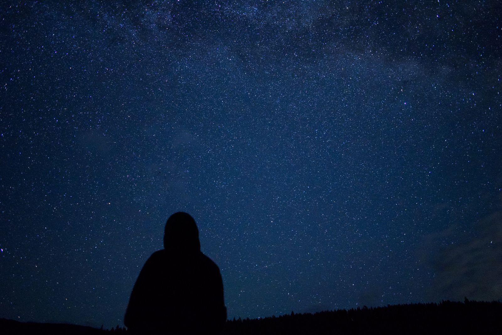 A Man Standing Under the Starry Night Sky · Free Stock Photo