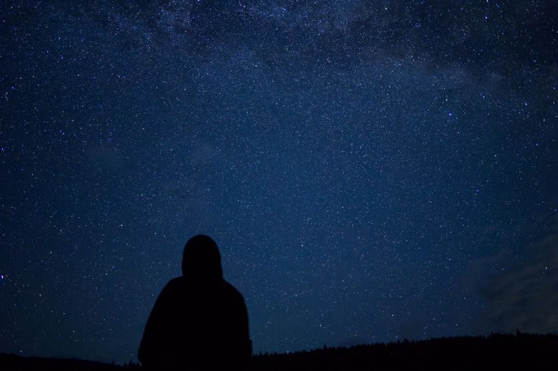 A Man Standing Under the Starry Night Sky · Free Stock Photo