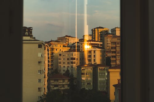 Free Aerial Photo of City From A Window Stock Photo