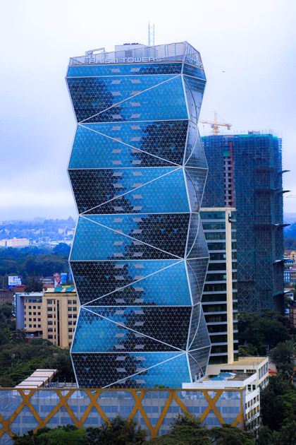 Prism Towers and the bank blocks of the Nairobi central business district