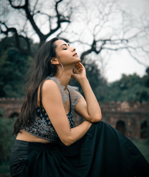 Woman In Black Crop Top