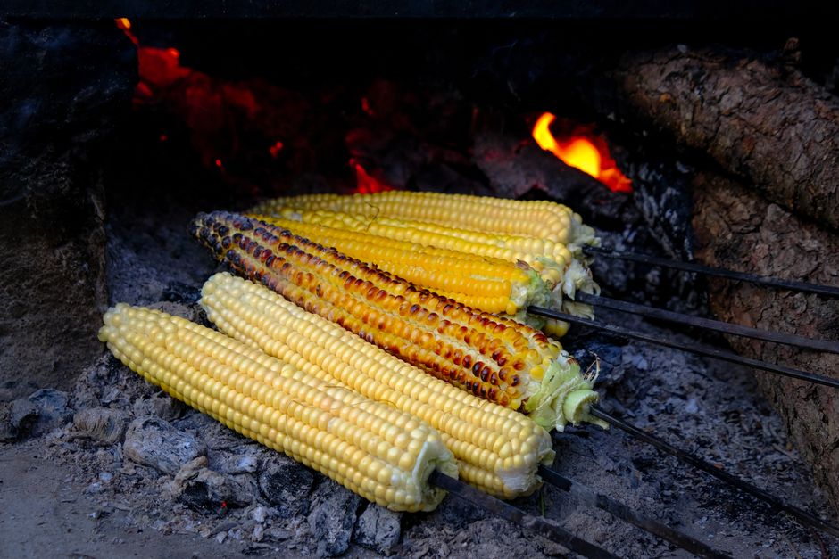 grilled corn vegetables skewers campfire