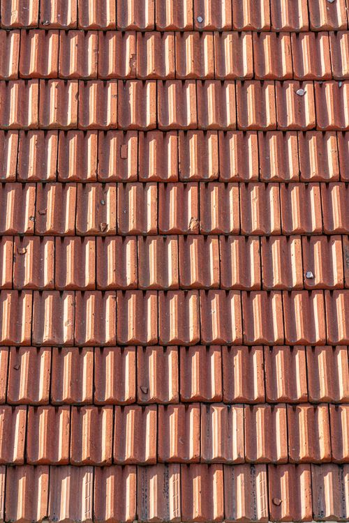Close view of clay roof tiles