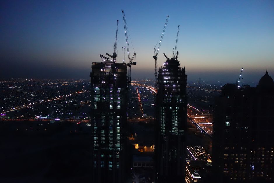 data center construction night