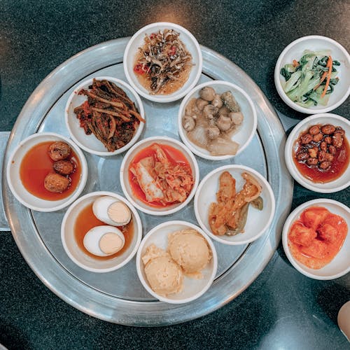 Bowl of Food on Gray Tray