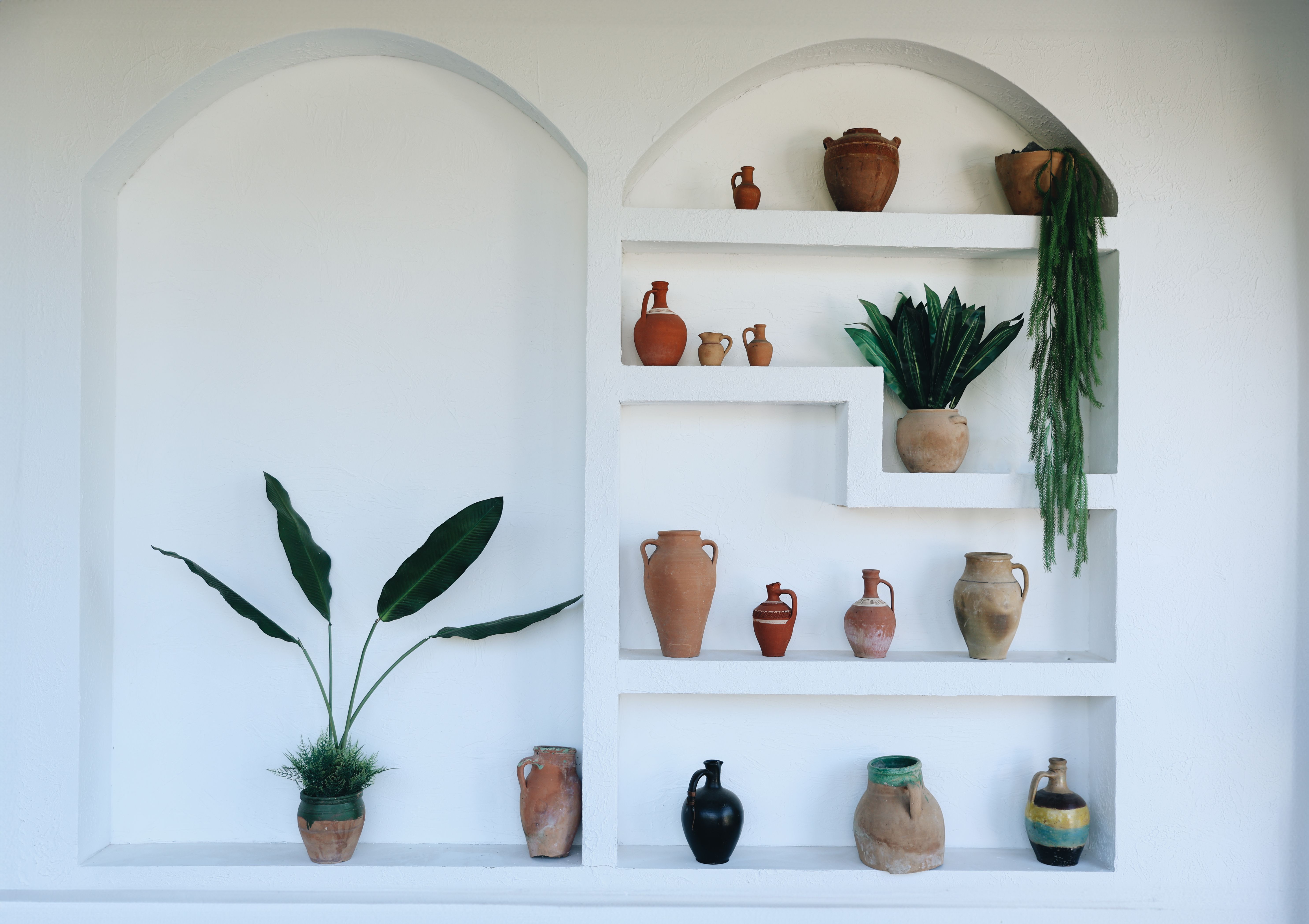 Shelves with baskets and organized containers