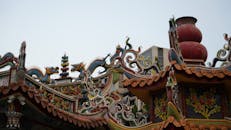 A colorful chinese temple with ornate roof