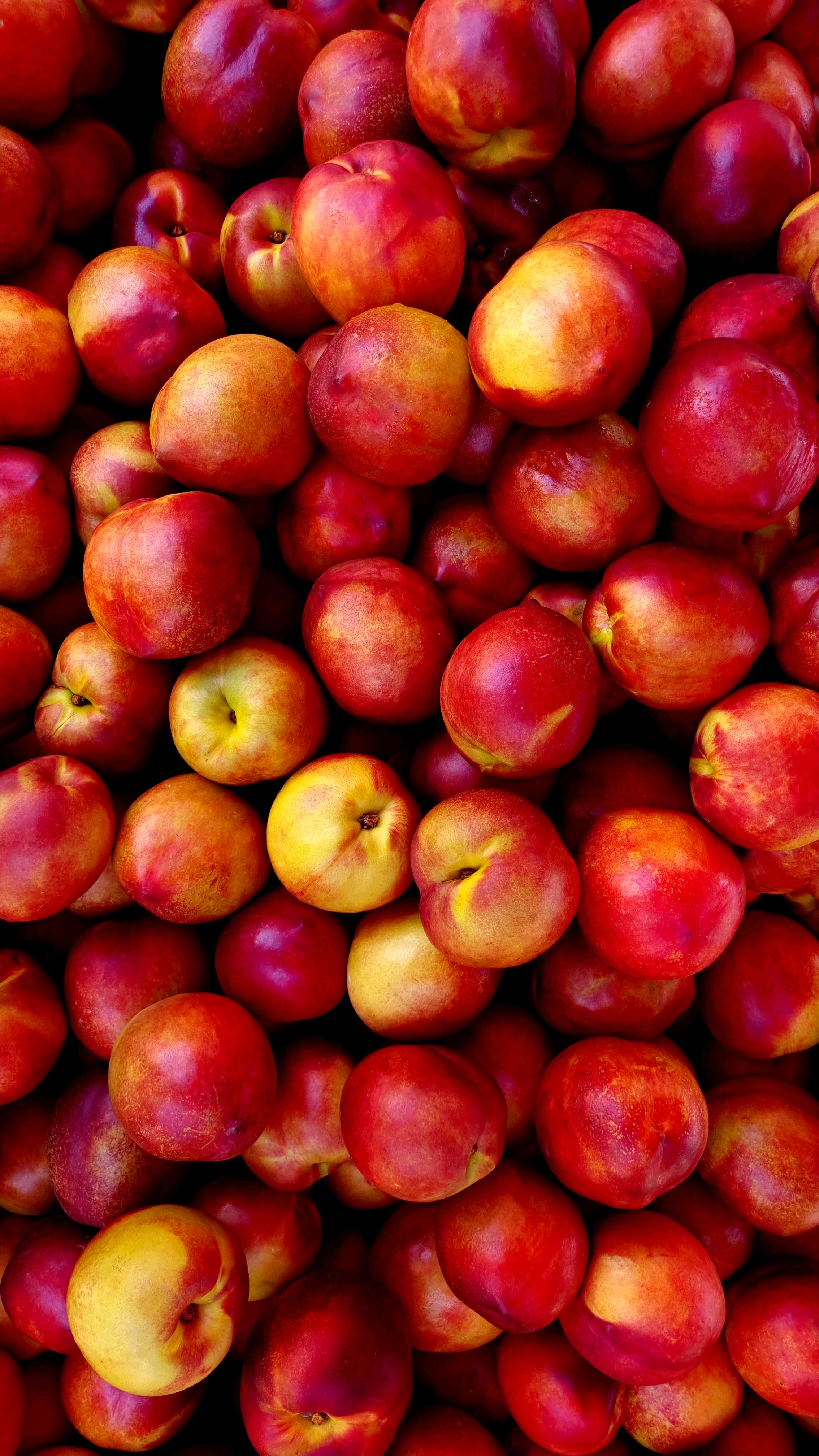 Fotomural Una exhibición vibrante de nectarinas rojas recién cosechadas que muestran frescura y nutrición natural.
