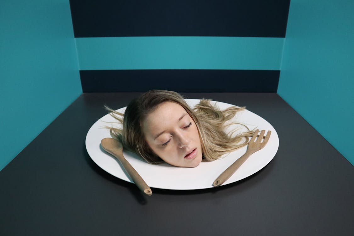 Free Woman's Head on Plate Stock Photo