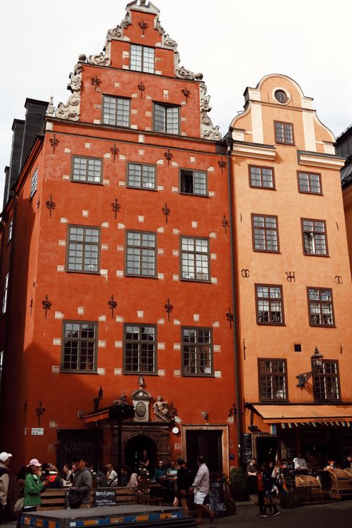 Free Explore vibrant historic buildings in Stockholm's old town, a stunning travel destination. Stock Photo