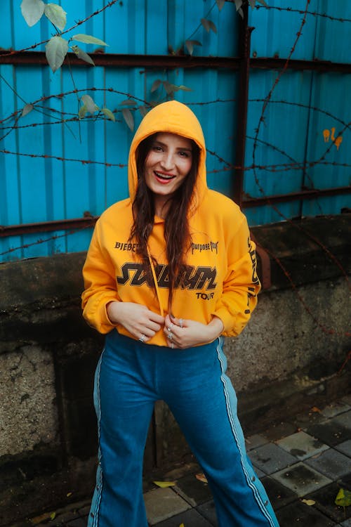 Free Woman In  Yellow Pullover Hoodie Stock Photo