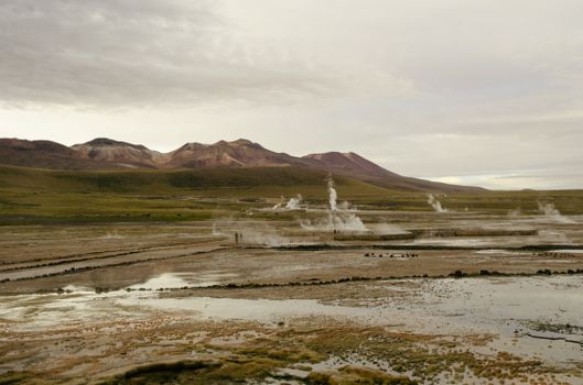Tatio geysers at dawn — Atacama Desert