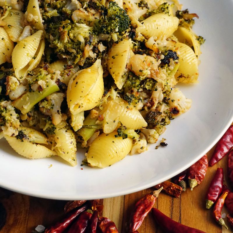 Italian Charred Broccoli Rabe Slaw with Garlic and Chili Flakes